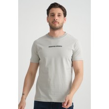 Gri  Erkek Bisiklet Yaka Tişört Premium Pamuklu Yüksek Kalite Regular Fit Xl