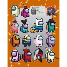 Hediyene Bak Among Us Temalı Sticker Seti | Laptop Ajanda Notebook Tablet Telefon Defter Etiket Bullet