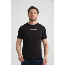 Siyah  Erkek Bisiklet Yaka Tişört Premium Pamuklu Yüksek Kalite Regular Fit S