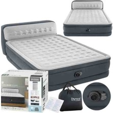 Intex Elektrikli Şişme Yatak - Çift Kişilik , Başlıklı Şişme Yatak 152X236X86 cm ( 2 Adet Seyahat Şişme Yastık Hediyeli )