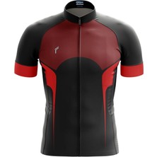 Freysport Kısa Kollu Gorge Yazlık Bisiklet Forması Siyah - Kırmızı Renk ile Nefes Alabilen Kumaş