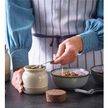 Feyza Design Seramik Kavanoz, Mantar Kapak, 9 Cm, Bej, 300 ml Saklama Çözümü