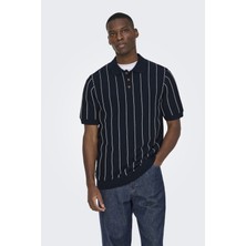 Only & Sons Erkek Gömlek Yaka Çizgili T-Shirt - 22037080