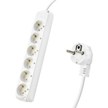 AlanSansli Topraklı Uzatma Kablosu 6 Priz 3 M - Beyaz 9260103