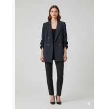 Ekol Kolu Büzgülü Süs Düğmeli Ceket 1602