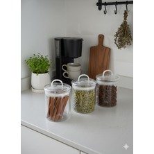 Feyza Design 3'lü Borosilikat Cam Kavanoz Seti, Vakumlu Kapak, 350 ml