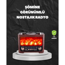 Solar Şarjlı Şömine Işıklı Bluetooth Hoparlör - Radyo USB Tf Kart Destekli