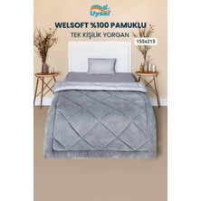 Uysal Yorgan Welsoft %100 Pamuklu Tek Kişilik Yorgan GRİ