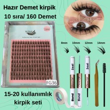 Özgürce Anime Kirpik Seti - 10'lu, Yapıştırıcı, Sabitleyici, Kavisli Cımbız ve Fırça