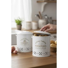 Feyza Design Ikili Soğan ve Patates Saklama Kabı, Beyaz, Pratik ve Şık Tasarım