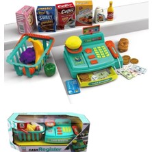 Tuengi Store Pilli Işıklı Sesli Oyuncak Yazar Kasa Market Alışveriş Oyun Seti 29 Parça