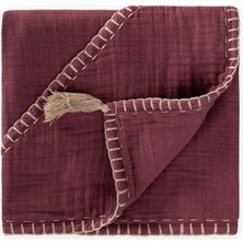 Cigit Çift Kat El Işi Müslin Üçgen Havlu (Yıkanmıştır) 75X75 cm Mürdüm