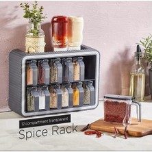 Feyza Design 12'li Standlı Kendinden Yapışkanlı Baharatlık Takımı, Şık ve Pratik Kullanım