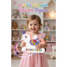Tuengi Store Eğitici Unicorn Işıklı Müzikli Oyuncak Piyano - Ingilizce Seslendirmeli 3 Modlu Bebek Piyanosu