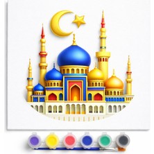 Pairla Ramazan Desenli Tuval Etkinlik Boyama Ramazan Süsleri, Ramazan Süsü, Ramazan Süslemeleri 20-20 cm