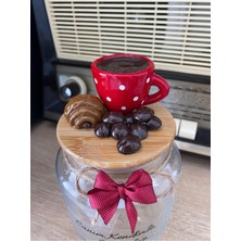 Feyza Design Bambu Kapaklı Seramik Vernikli Kahve Kavanozu, 500 Ml, Şık ve Pratik Kullanım