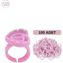 Özgürce 100 Adet Ipek Kirpik Demet Tutucu ve Yüzük Yapıştırıcı Kabı Seti