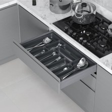 Feyza Design Antrasit Renk Çekmece Içi Plastik Kaşıklık 74X49 Cm, 10 Gözlü