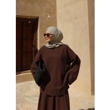 Moda Aksa 9009 Keten Basic Bluz Kahve