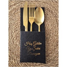 Feyza Design 6'lı Ramazan Temalı Sofra Kaşıklık ve Bıçaklık Seti, Altın Yaldızlı