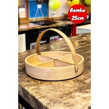 Feyza Design 4 Bölmeli Bambu Meyve ve Çerezlik, Şık ve Kullanışlı Tasarım