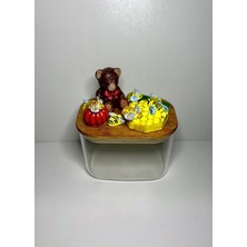 Feyza Design Ahşap Kapaklı Kare Bal Kavanozu, Doğal ve Şık Tasarım