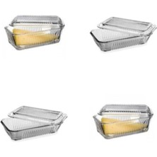 Feyza Design Cam Saklama Kabı Seti, Tereyağlık ve Reçellik, 4'lü Kişisel Kullanım