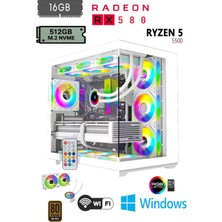 Apphirex Rebirth W55 Ryzen 5 5500 | 16GB Ram | 512GB M2 SSD | RX580 8gb | Sıvı Soğutmalı Beyaz Masaüstü Oyun Bilgisayarı