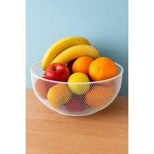 Feyza Design Beyaz Çok Amaçlı Meyve ve Sebze Sepeti, Dekoratif Riva Model Siyah