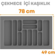 Feyza Design Gri Çekmece Içi Kaşıklık ve Kepçelik, 78X49 Cm, 69X40 Cm’ye Kadar Kesilebilir