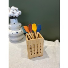 Feyza Design Renkli 5'li Bambu ve Silikon Saplı Kaşık Seti, Şık ve Kullanışlı Seçenek