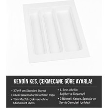 Feyza Design Beyaz Çekmece Içi Kaşıklık ve Kesilebilir Çatal Bıçak Organizer