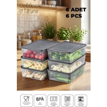 Feyza Design 6'lı Saklama Kabı Seti, Buzdolabı ve Mikrodalga Uyumlu, 4 Lt