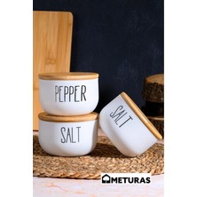 Feyza Design Bambu Vakumlu Hava Geçirmez Silindir Kapaklı Cam Kavanoz Baharat Seti 3'lü