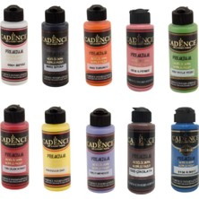 Cadence Premium Akrilik Boya Seti 10 Ana Renk 120 ml x 10 Renk + Eko Fırça
