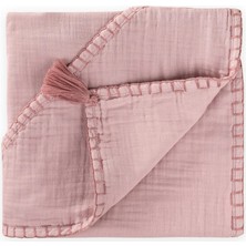 Cigit Çift Kat El Işi Müslin Üçgen Havlu (Yıkanmıştır) 75X75 cm Leylak