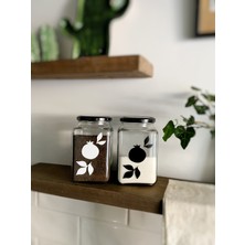 Feyza Design 2'li Nar Dekoratif Cam Saklama Kabı Seti, 1000 ml