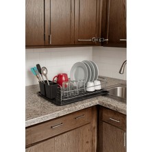 Feyza Design Pratik Metal Tezgah Üstü Bulaşık Sepeti ve Organizer Seti