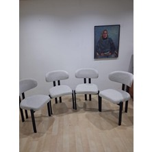 Bengi Ankara Mobilya Sandalye 90604 Eliza Model Metal Siyah Ayak 4AD Keten Kumaş Ortopedik Oturum