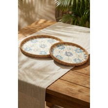 Acar Palma Yuvarlak Bambu Sunum Tepsi Seti