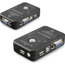 İntora VGA USB Kvm Switch 2 In 1 Out + 2 Port USB Console + 2 Port USB Pc (Klavye/mouse + Yazıcı) - Siyah