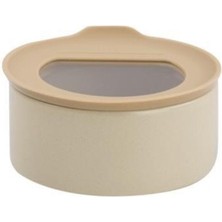 Feyza Design Şık Seramik Saklama Kabı 200ML Bej, Mutfak Için Dayanıklı Tasarım