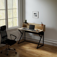 Adore Mobilya T-Cross Metal Ayaklı Raflı Çalışma Masası - Ceviz/siyah