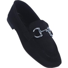 Ayakcenter Alya 01 Siyah Süet Kadın Babet