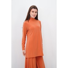 Sanem Tekstil Dik Yaka Sandy Tunik-Kayısı