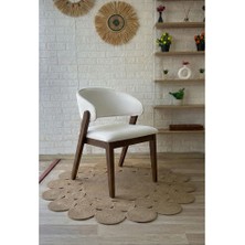 Silla Concept Ay Sandalye Teddy Krem Kumaş Ceviz Ahşap Sandalye