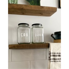 Feyza Design Cam Erzak Kavanozu Seti, Çay ve Şeker, Mutfak Dekorasyonu, 1000 cc
