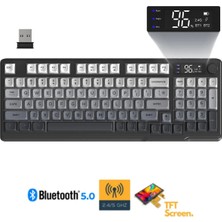 Miaxtreme Freewolf M96 2.4g+Bt5.0 Triple Mebran Sessiz Tasarım Tft LED Ekranlı Reinbow Gaming Oyuncu Klavye