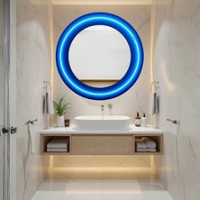 Glitglass Minimalist Mavi Halka Tasarım Dekoratif Ayna - Modern ve Estetik Duvar Aynası