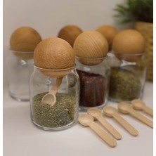 Feyza Design Altılı 300 ml Top Kapaklı Kavanoz Seti, Baharatlık ve Hediye Kaşıkler